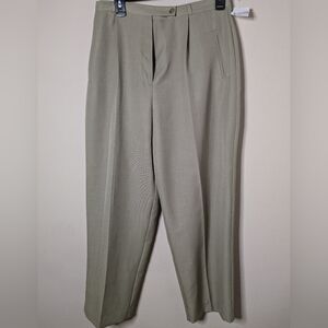 Larry Levine Womens Dress Pants sz 12 Beige Straight Leg Pleated Stretch New